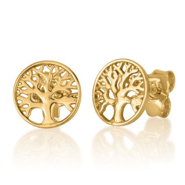 14K Yellow Gold Tree of Life Stud Earrings main product photo