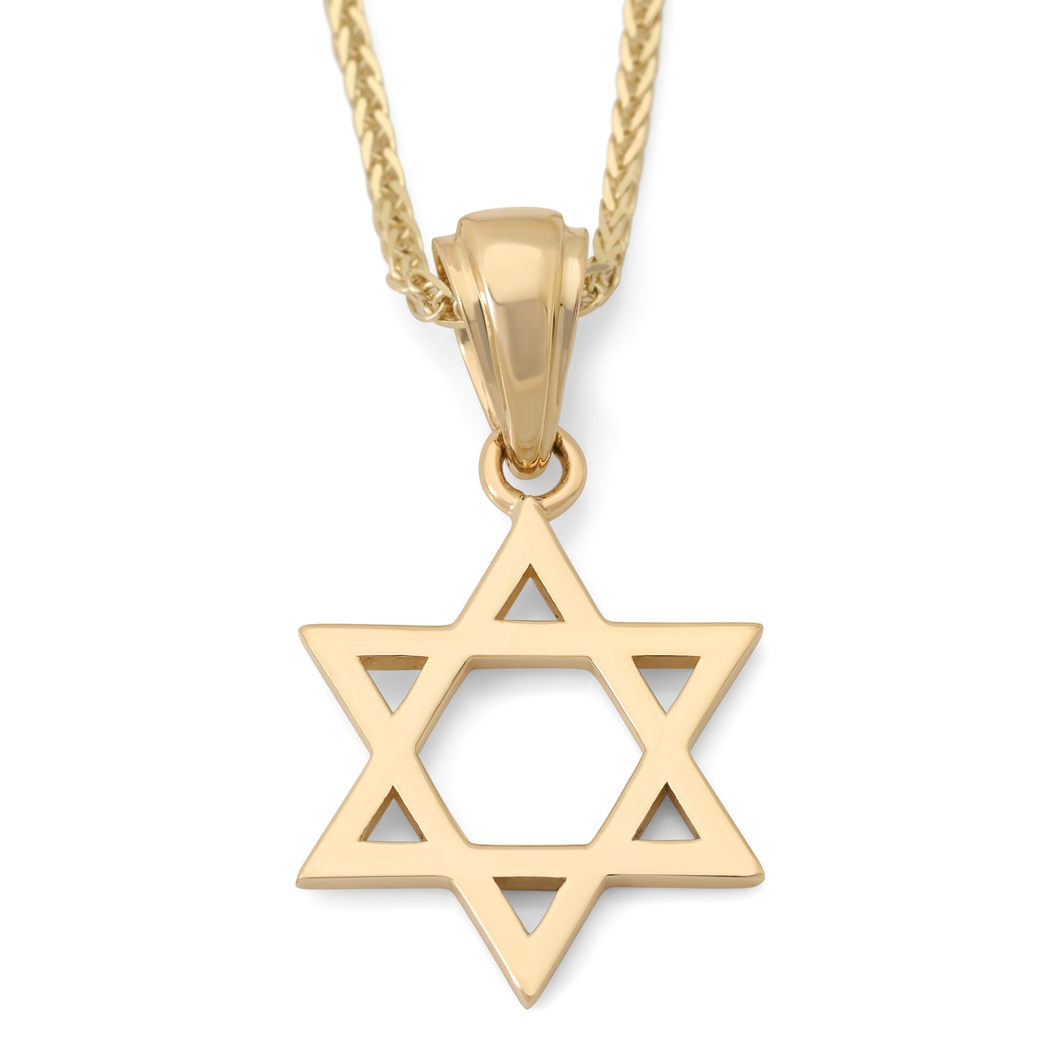 Polished 14K Yellow Gold Classic Star of David Necklace - Unisex main product photo