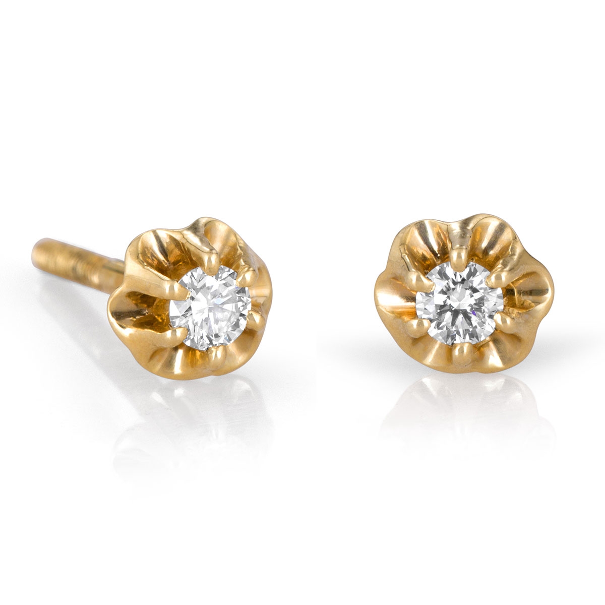 14K Gold Pronged Diamond Stud Earrings (Choice of Color) main product photo