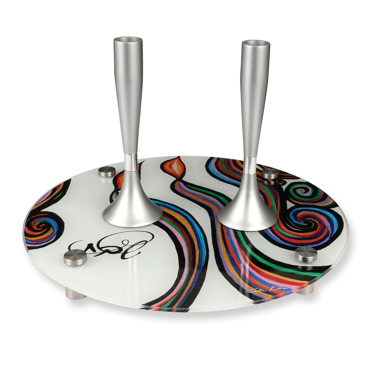 Jordana Klein Glass Multipurpose Shabbat Tray – Dancing Candles main product photo