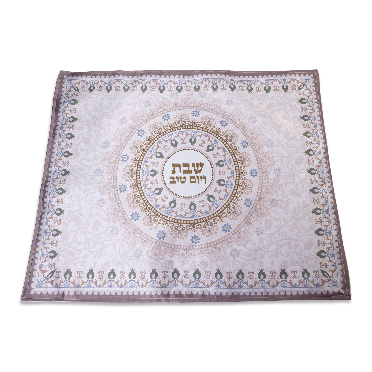 Shabbat and Yom Tov Pomegranates Challah Cover - Beige main product photo