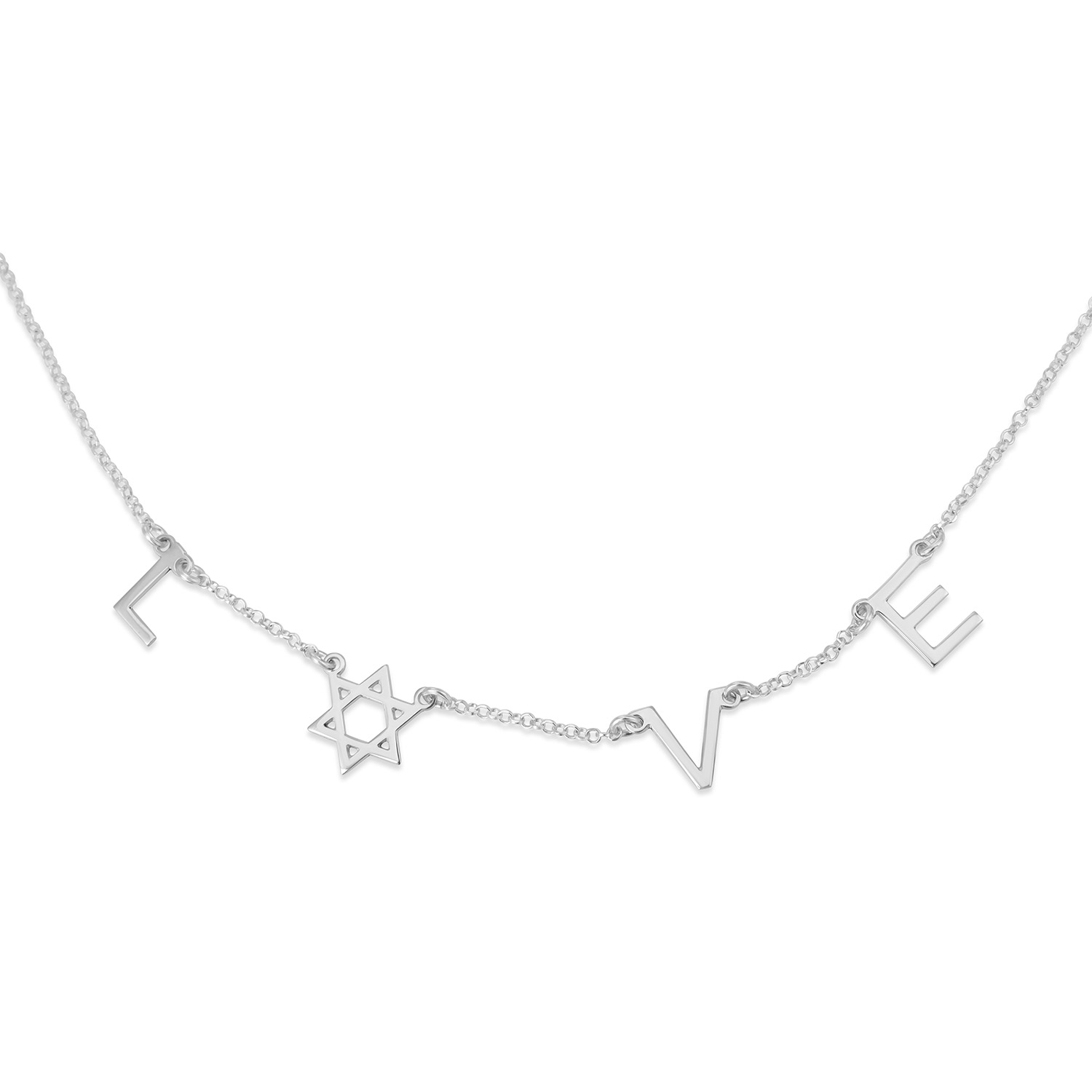 Sterling Silver LOVE with Star of David Chain Necklace main product photo
