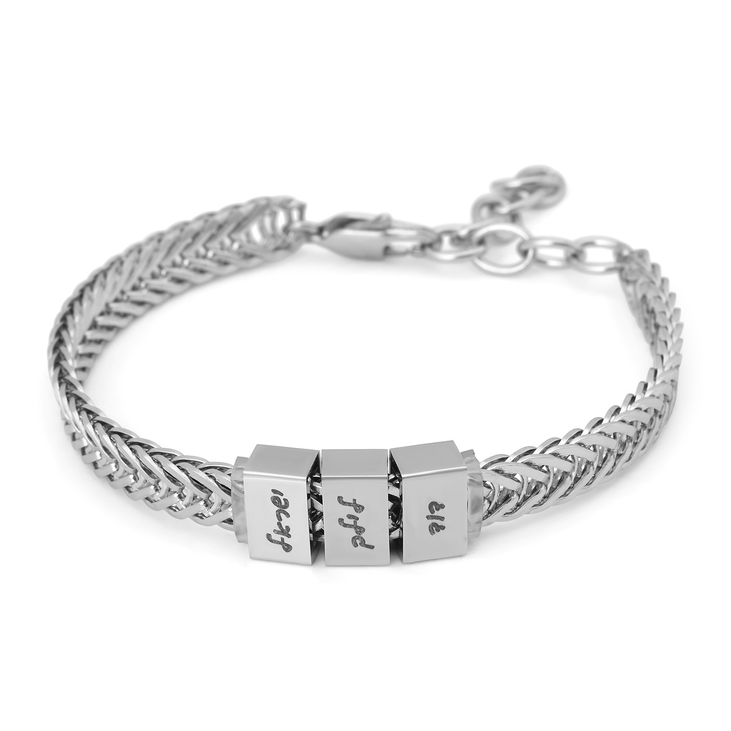 Men's Stainless Steel Chain English/Hebrew Name Bracelet main product photo