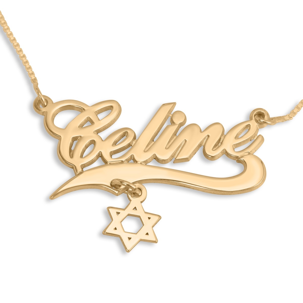 24K Gold-Plated Customizable Name Necklace with Star of David Charm main product photo