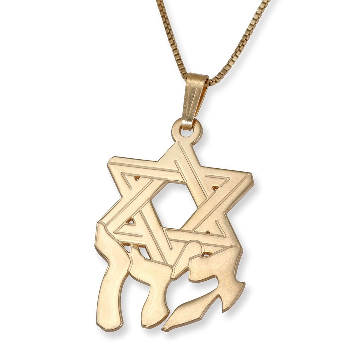 Hebrew Name Necklace with Star of David - Silver or Gold Plated main product photo