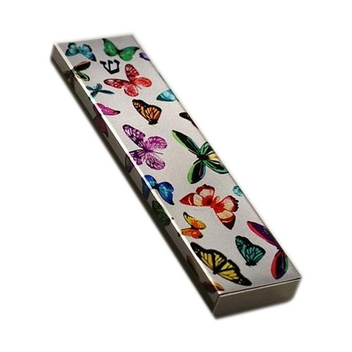 Ofek Wertman Handmade Aluminum Mezuzah Case with Shin – Butterflies   main product photo