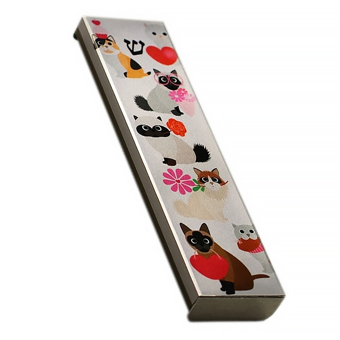 Ofek Wertman Handmade Aluminum Mezuzah Case with Shin - Cats  main product photo