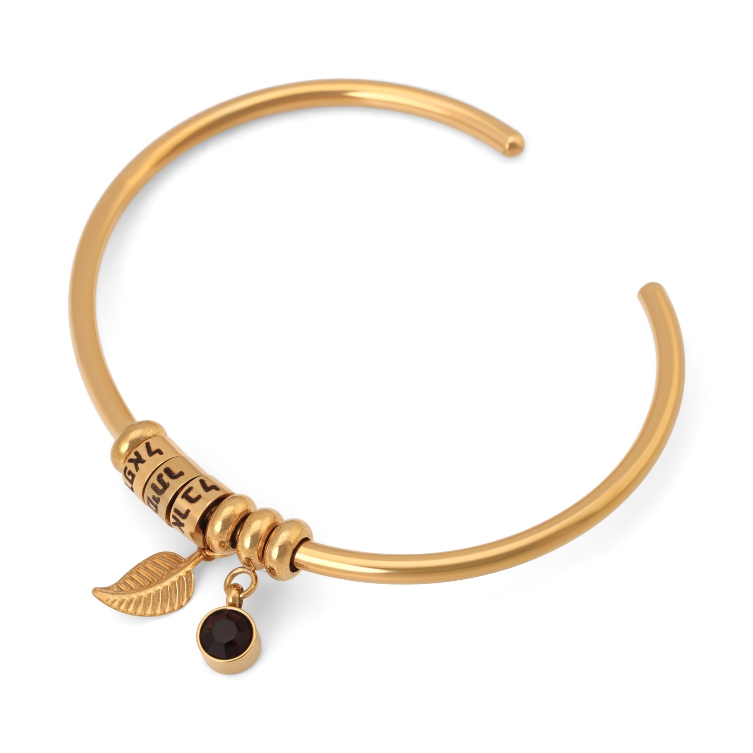 Personalized Stainless Steel Bangle Name Bracelet for Moms with Birthstone - Up To 8 Names main product photo