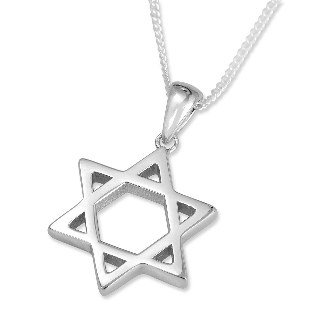 Polished 925 Sterling Silver Designer Star of David Pendant Necklace main product photo