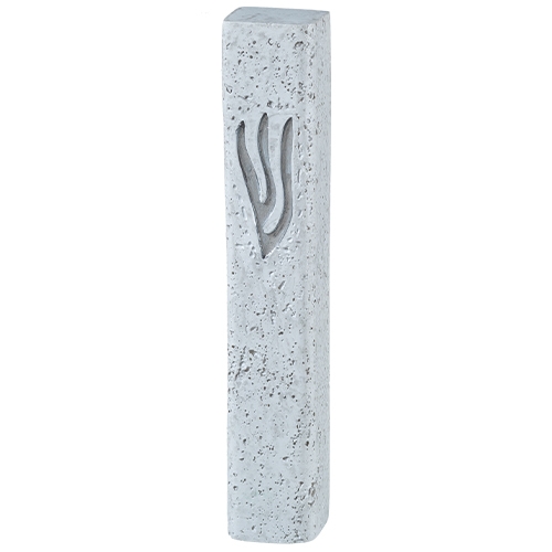 Light Gray Outdoor Cement Mezuzah with Shin main product photo
