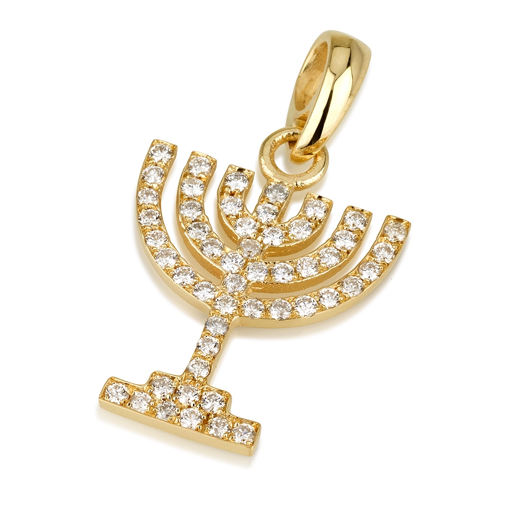 18K Yellow Gold and Diamond Menorah Pendant main product photo