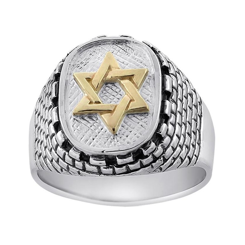 Sterling Silver and Gold Star of David and Western Wall Ring main product photo