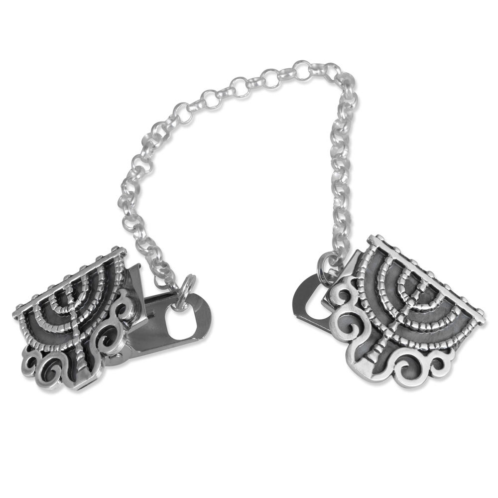 Sterling Silver Menorah Tallit Clips main product photo
