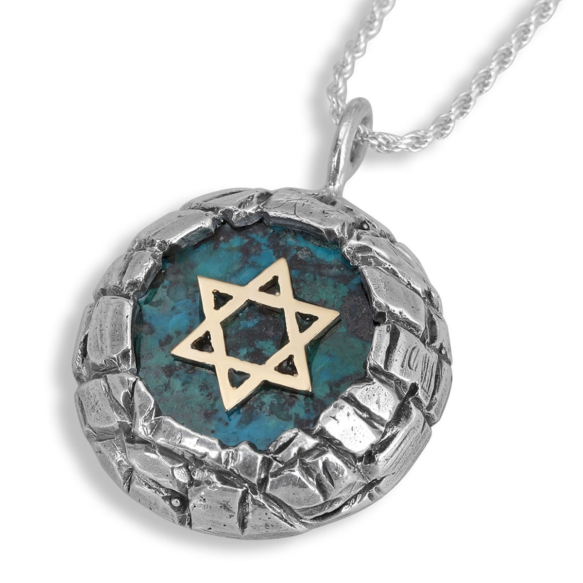 Men's Star of David & Western Wall Eilat Stone Necklace  main product photo