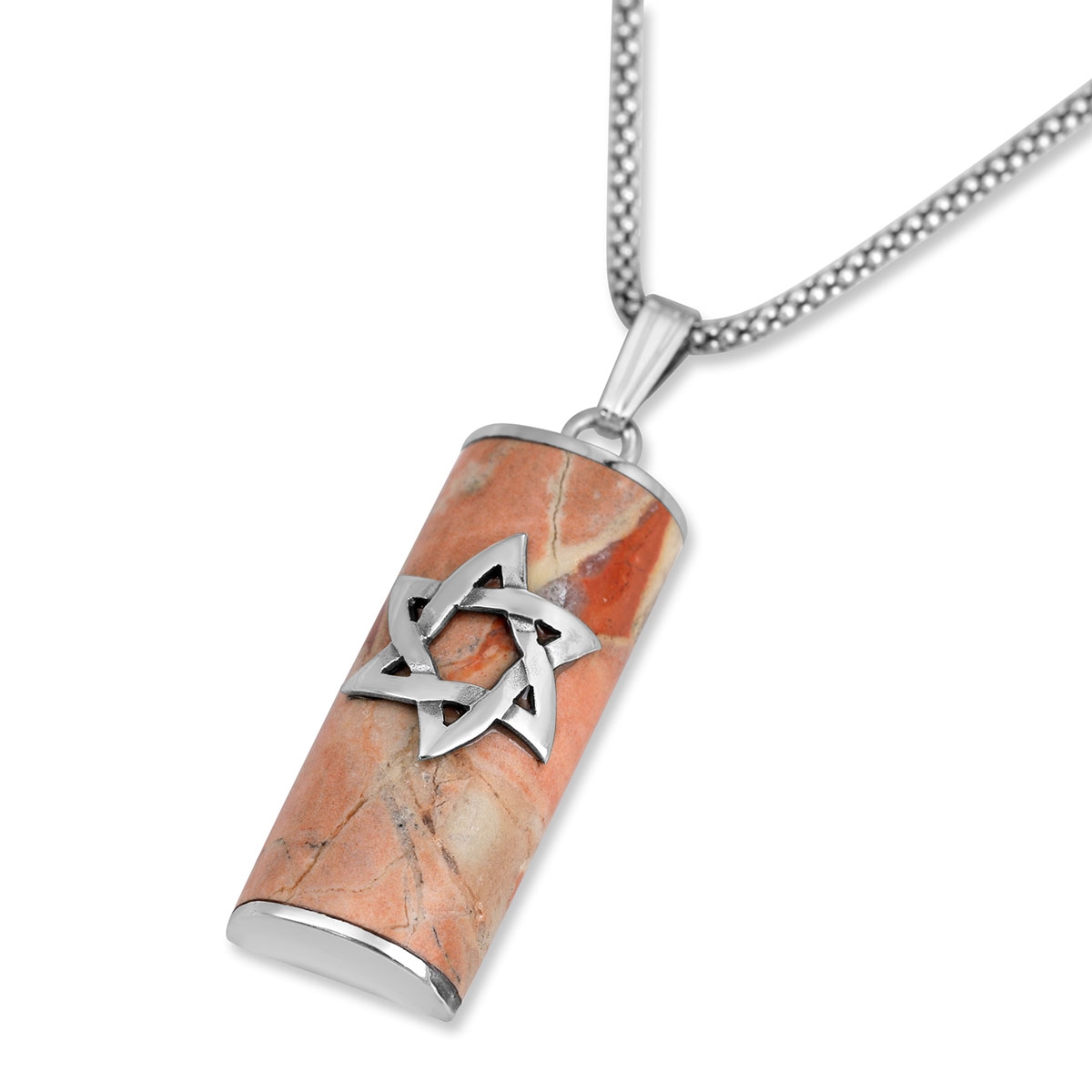 Rafael Jewelry Star of David Sterling Silver and Jerusalem Stone Mezuzah Necklace  main product photo