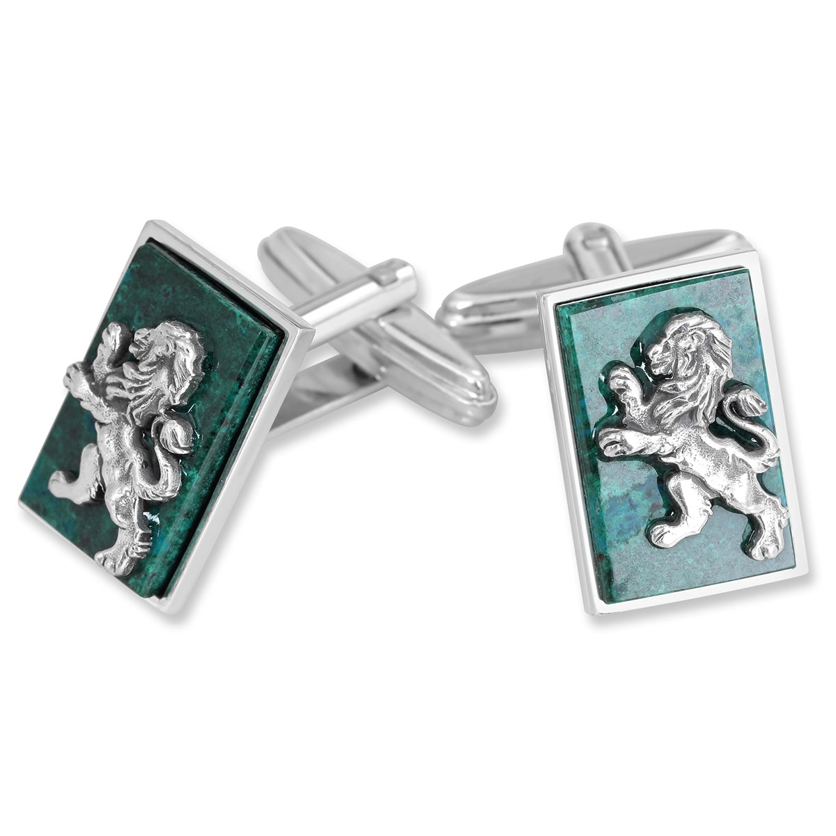 Rafael Jewelry Lion of Judah Sterling Silver and Eilat Stone Cufflinks  main product photo