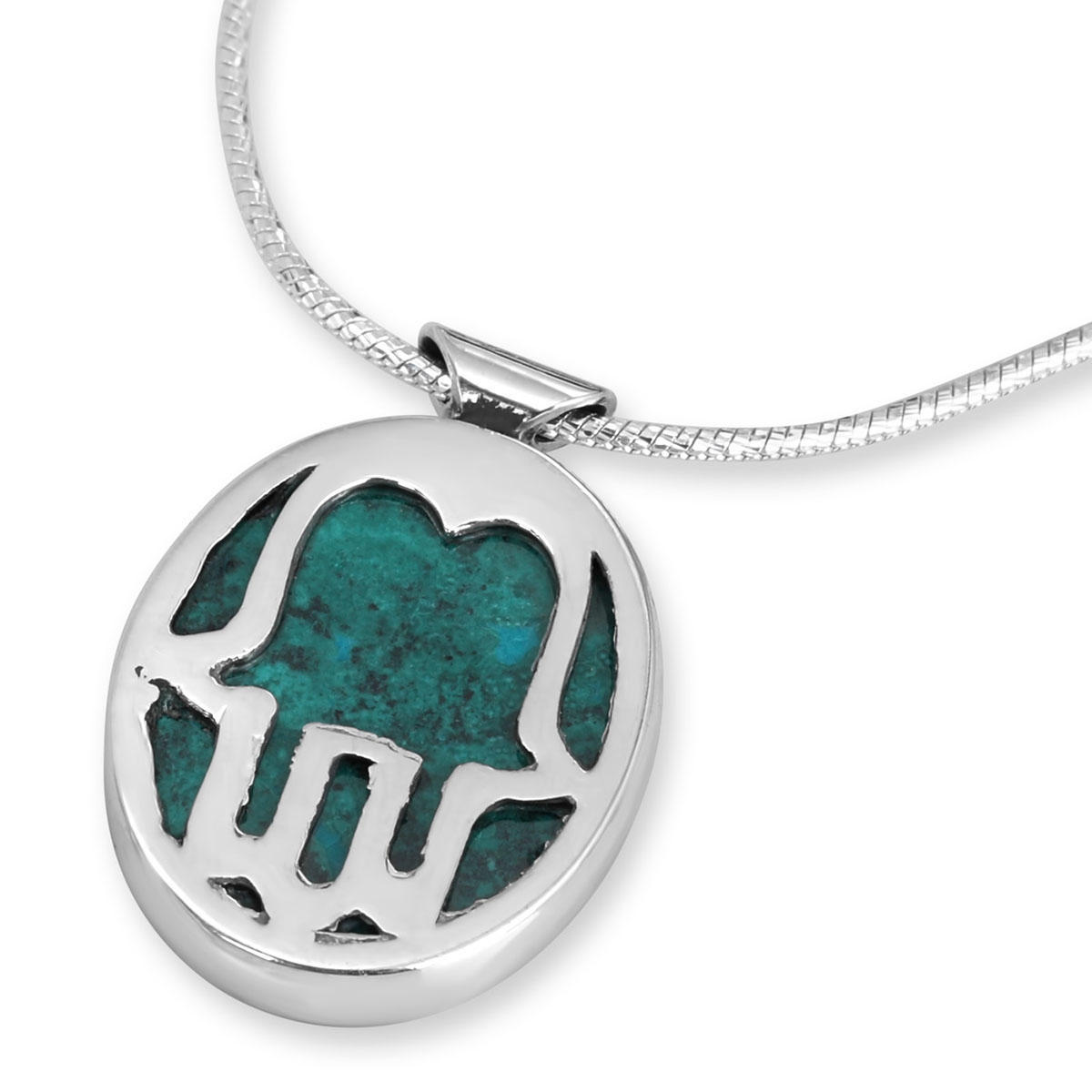 Rafael Jewelry Eilat Stone and Silver Hamsa Necklace main product photo