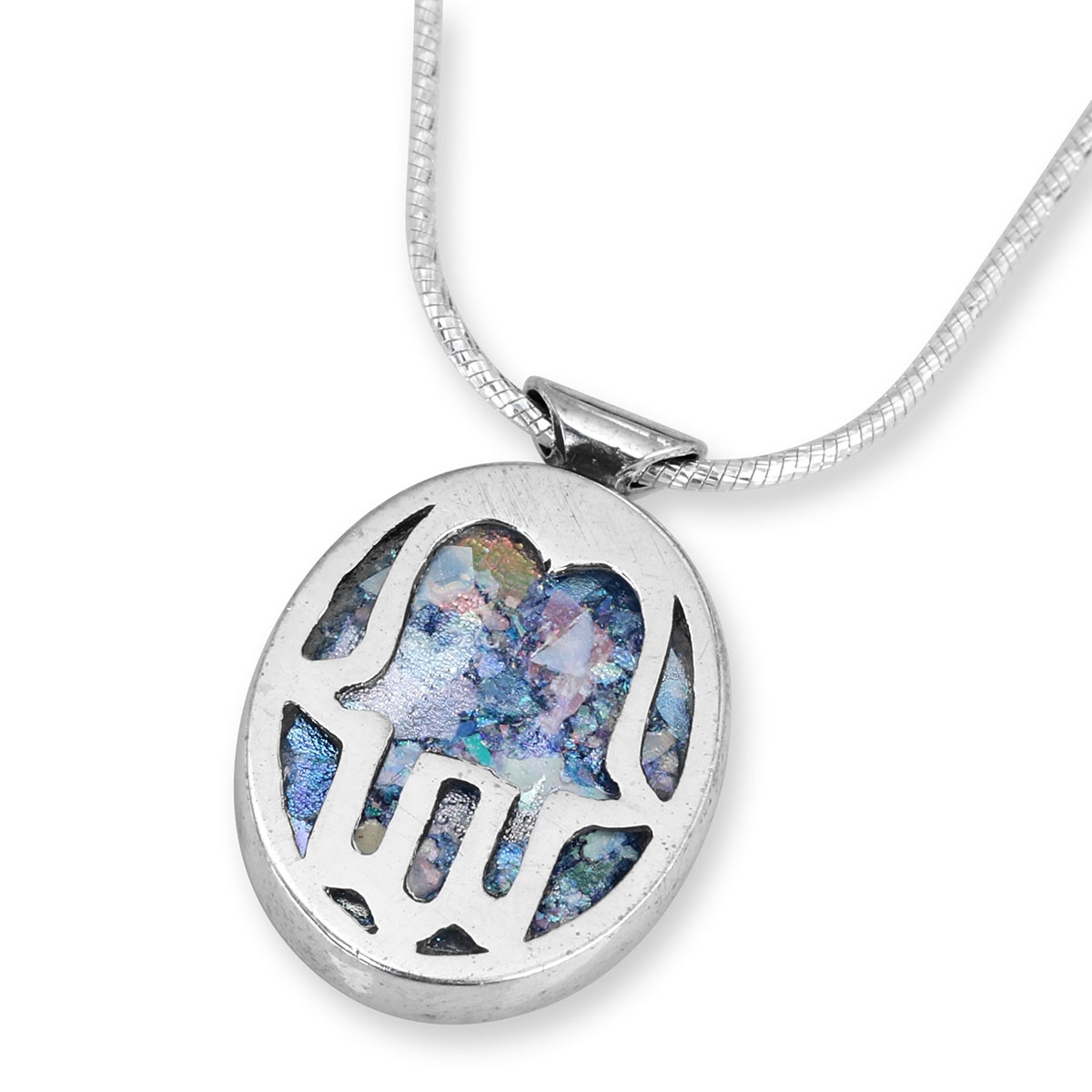 Rafael Jewelry Roman Glass and Silver Hamsa Necklace main product photo
