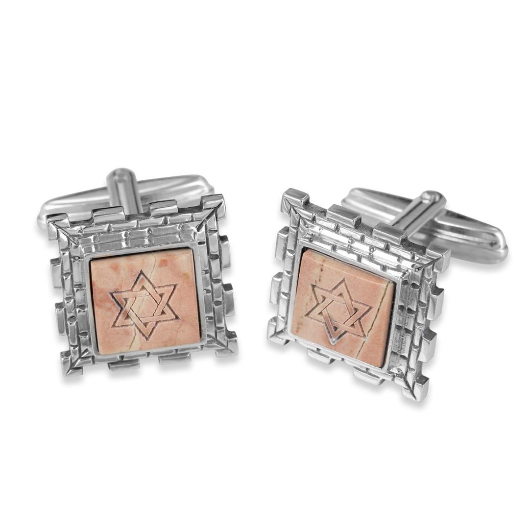 Rafael Jewelry Silver Cufflinks with Jerusalem Stone Star of David main product photo