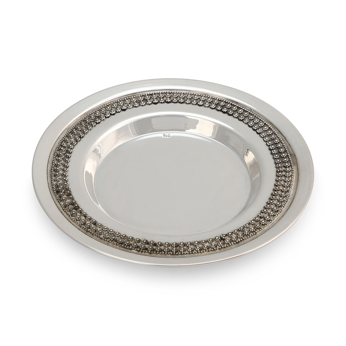 Handcrafted Sterling Silver Kiddush Cup Saucer With Refined Filigree Design By Traditional Yemenite Art main product photo