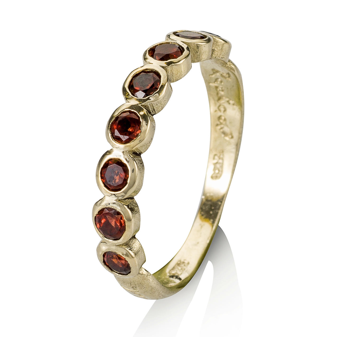 14K Yellow Gold Rose of Jericho Ring with Garnet Stones main product photo