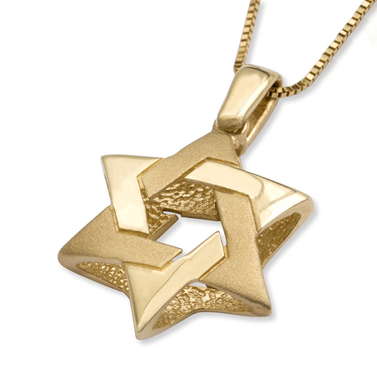 14K Yellow Gold Reversible Interlocking Star of David Pendant Necklace main product photo