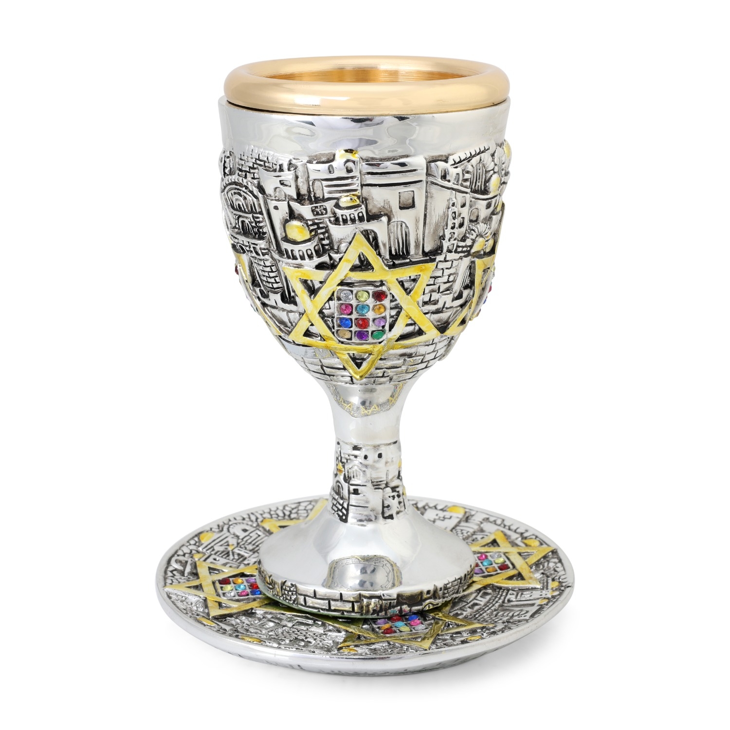 Silver-Plated Jerusalem Star of David & Hoshen Kiddush Cup main product photo