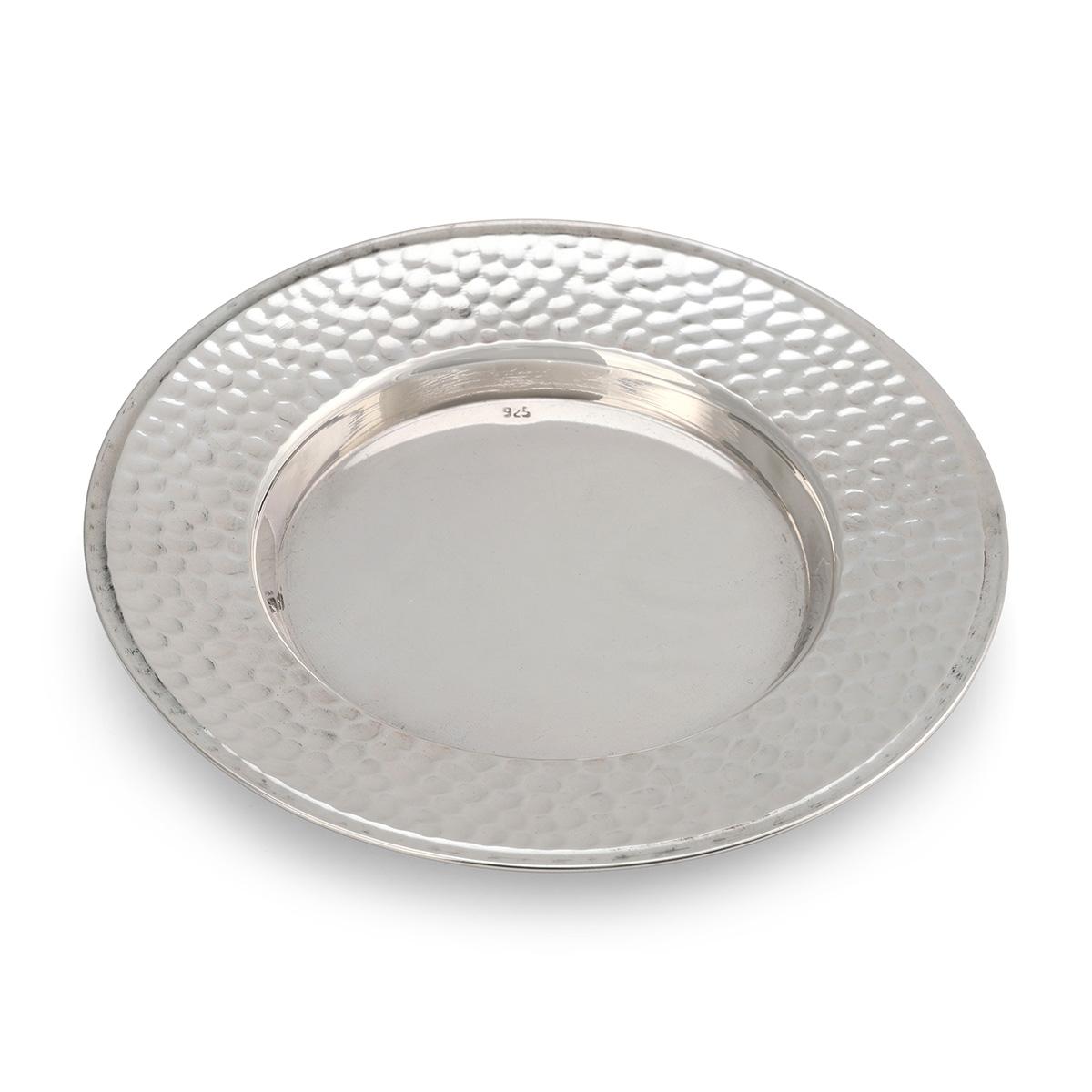 Handcrafted Sterling Silver Hammered Kiddush Cup Saucer By Traditional Yemenite Art main product photo