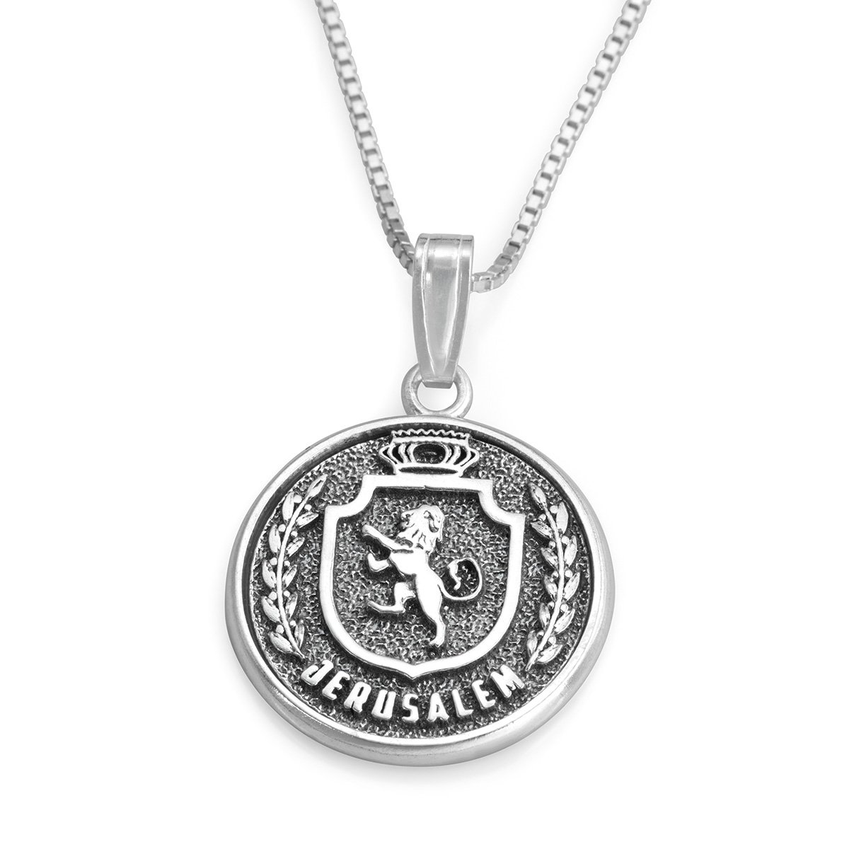 Handcrafted Sterling Silver Medallion Necklace With Jerusalem Emblem Design main product photo