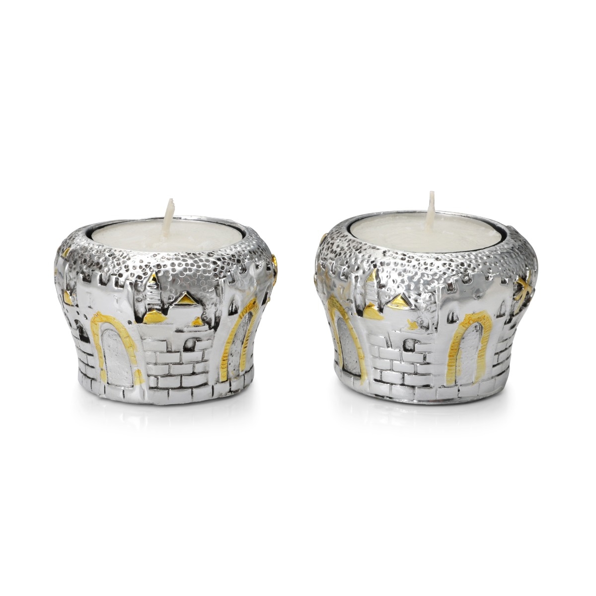 Silver Plated Jerusalem Gates Candlesticks main product photo