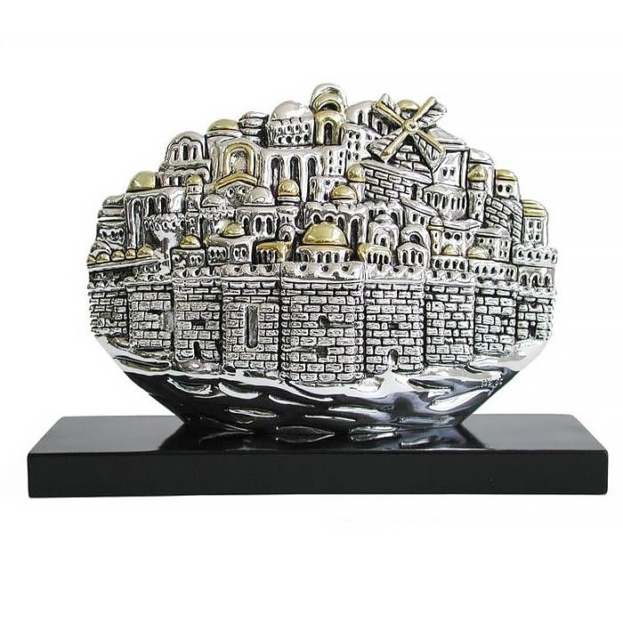 Silver Jerusalem Panorama Miniature with Golden Highlights (Extra Large) main product photo
