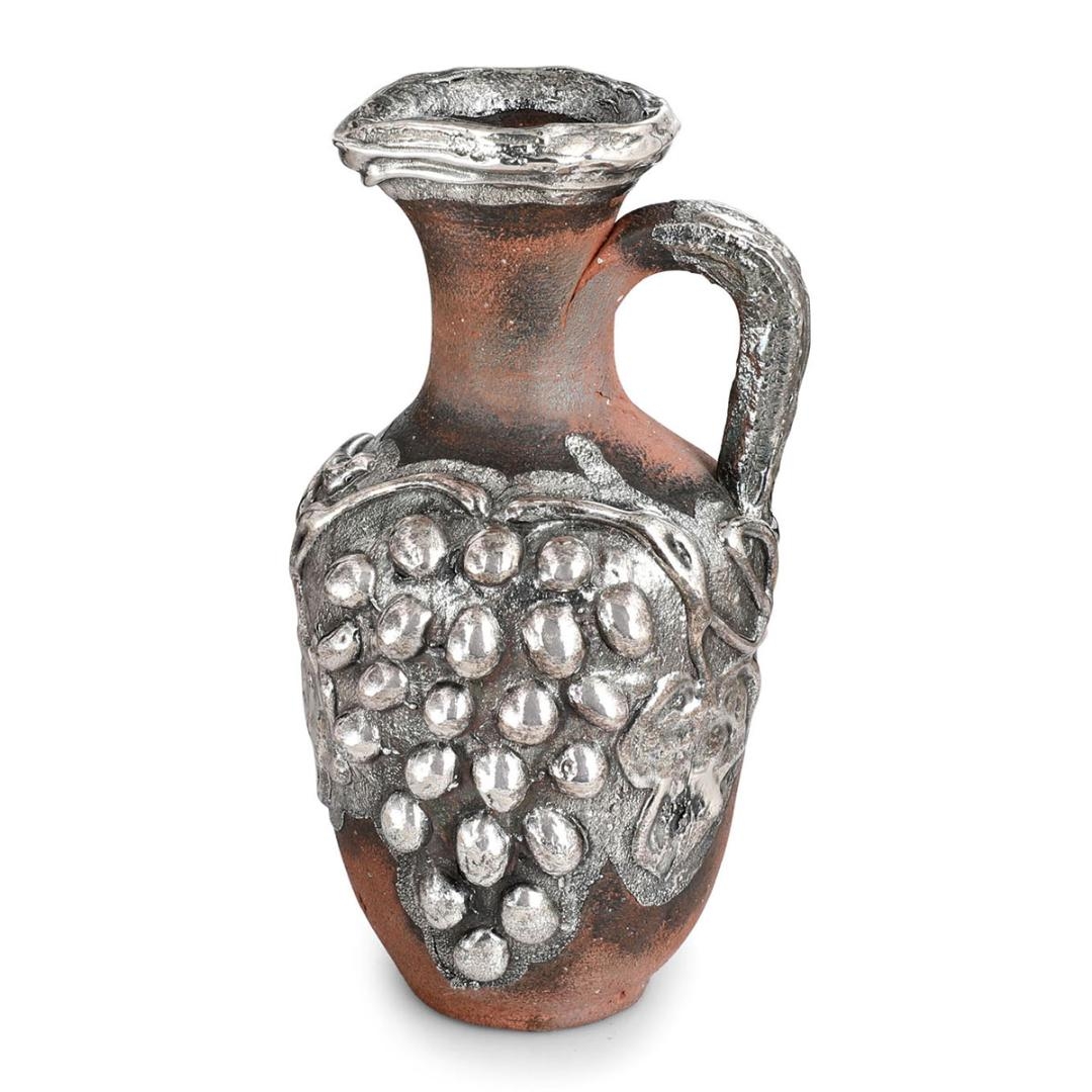 Single-Handle Ancient Wine Vessel Ceramic with 925 Sterling Silver Decoration main product photo