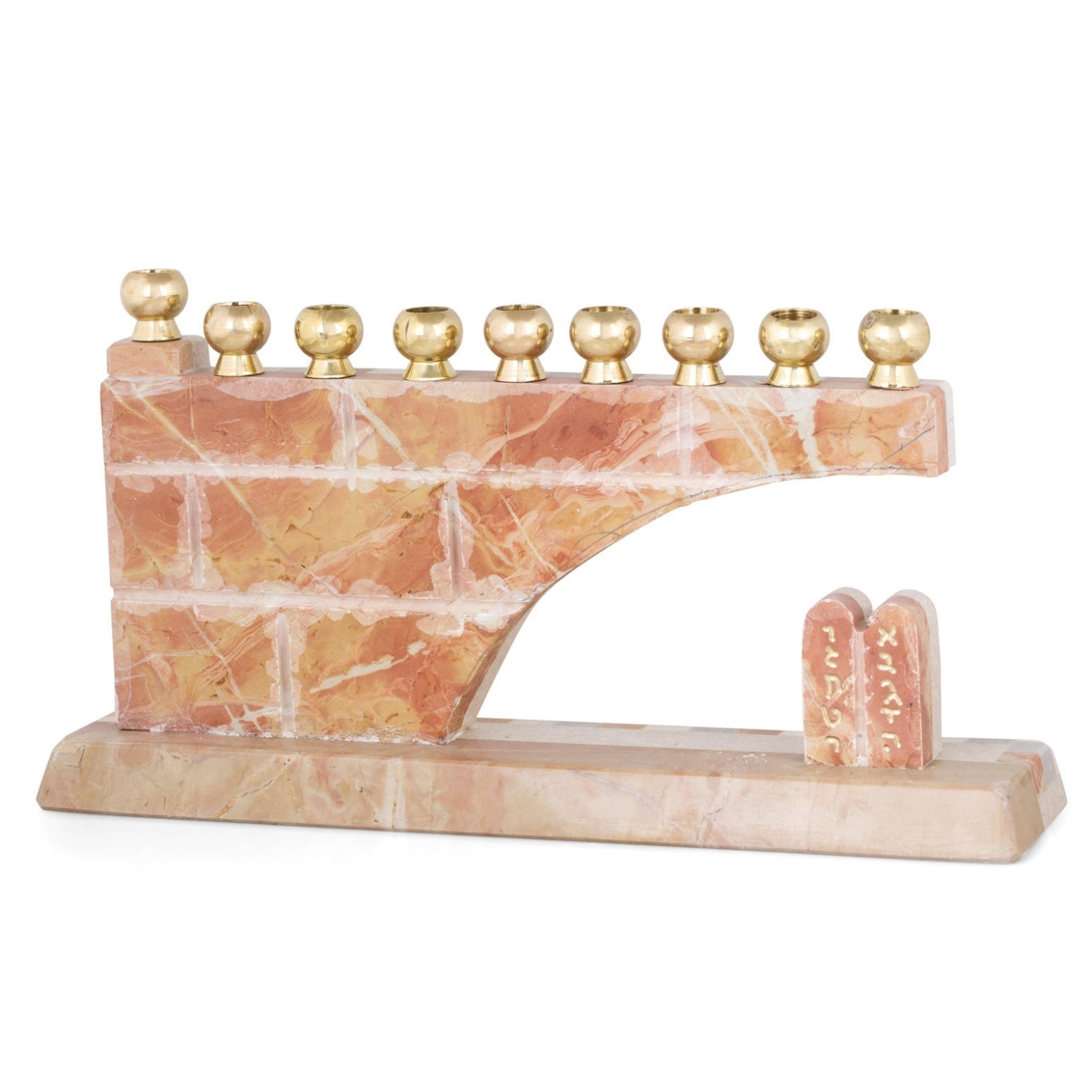 Jerusalem Stone Arch Hanukkah Menorah with Ten Commandments main product photo