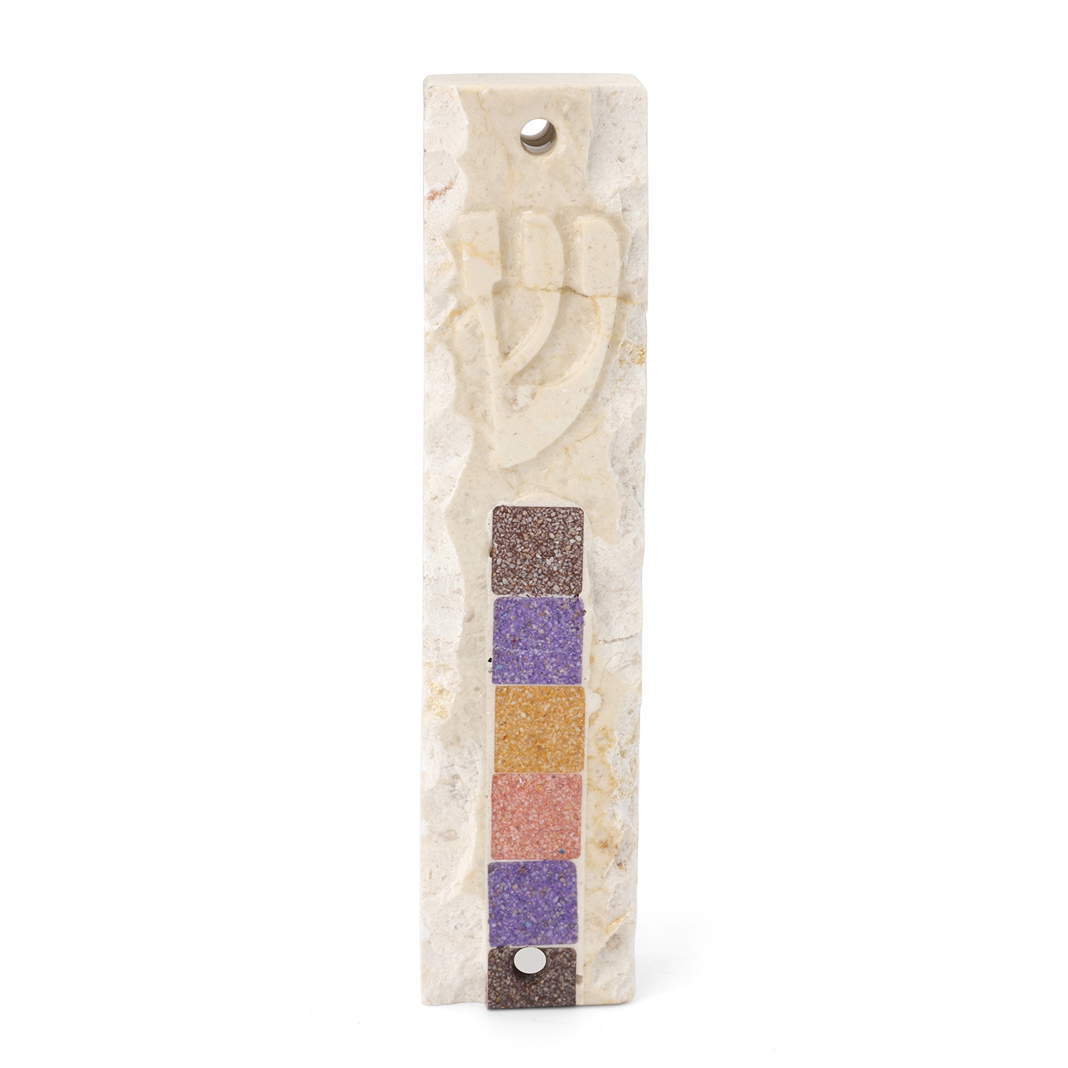 Jerusalem Stone Mezuzah with Multicolor Column Design main product photo