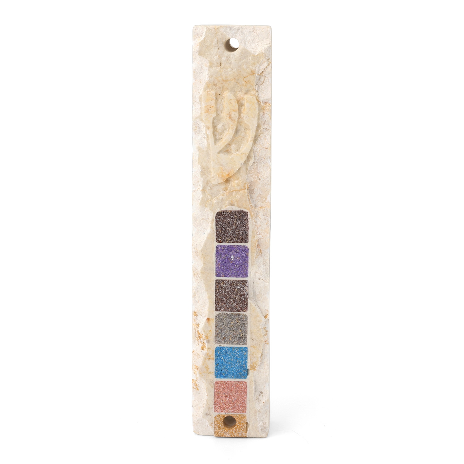 Medium Jerusalem Stone Mezuzah with Multicolor Column Design main product photo