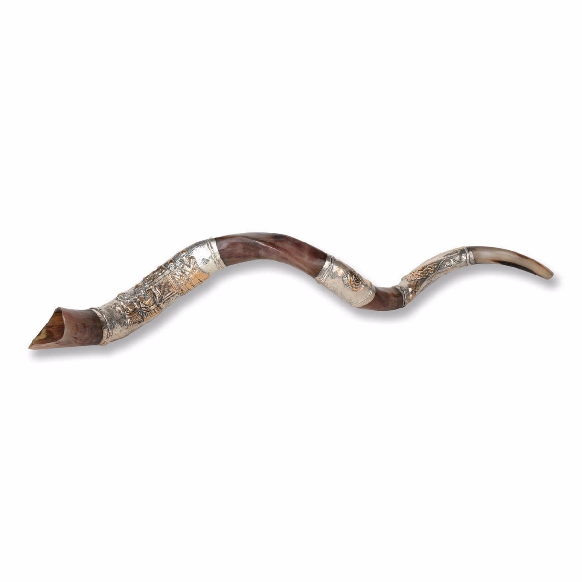 Sterling Silver Plated Yemenite Kudu Shofar – Ark of the Covenant (Choice of Sizes) main product photo