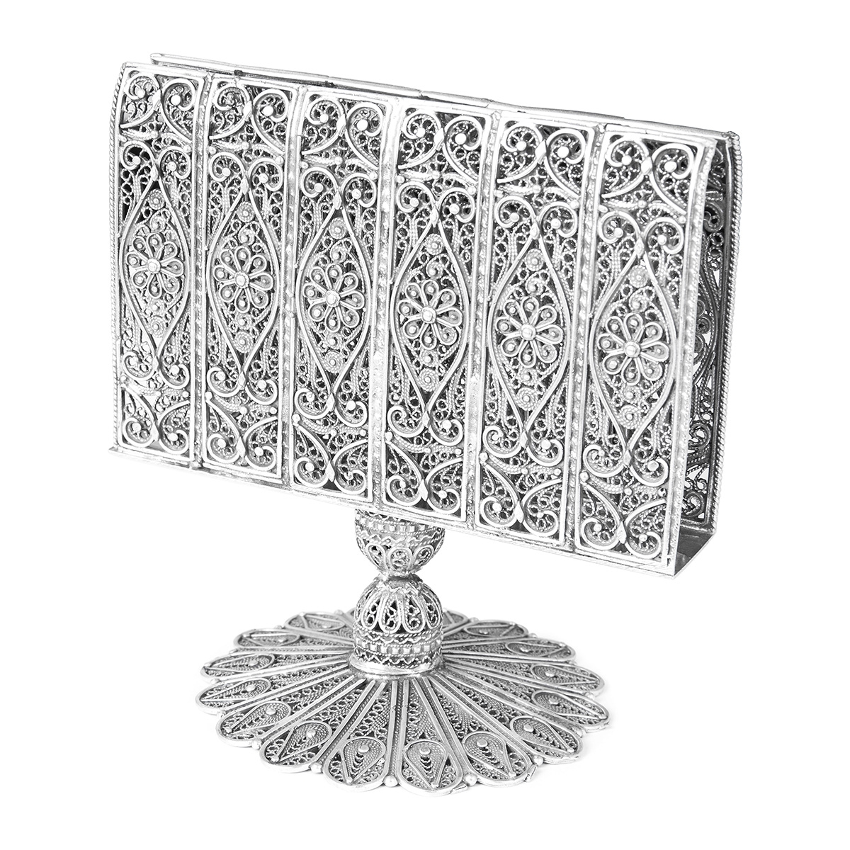 Traditional Yemenite Art Handcrafted Sterling Silver Standing Matchbox Holder With Filigree Design main product photo