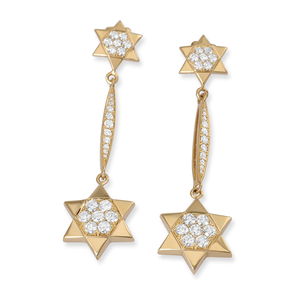 Diamond-Accented 14K Yellow Gold Double Star of David Stud Earrings By Anbinder Jewelry main product photo