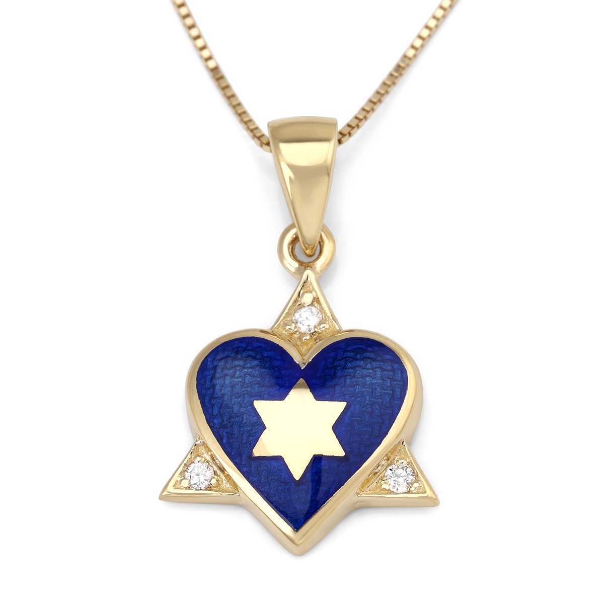 Star of David And Heart 14K Yellow Gold Pendant Necklace main product photo