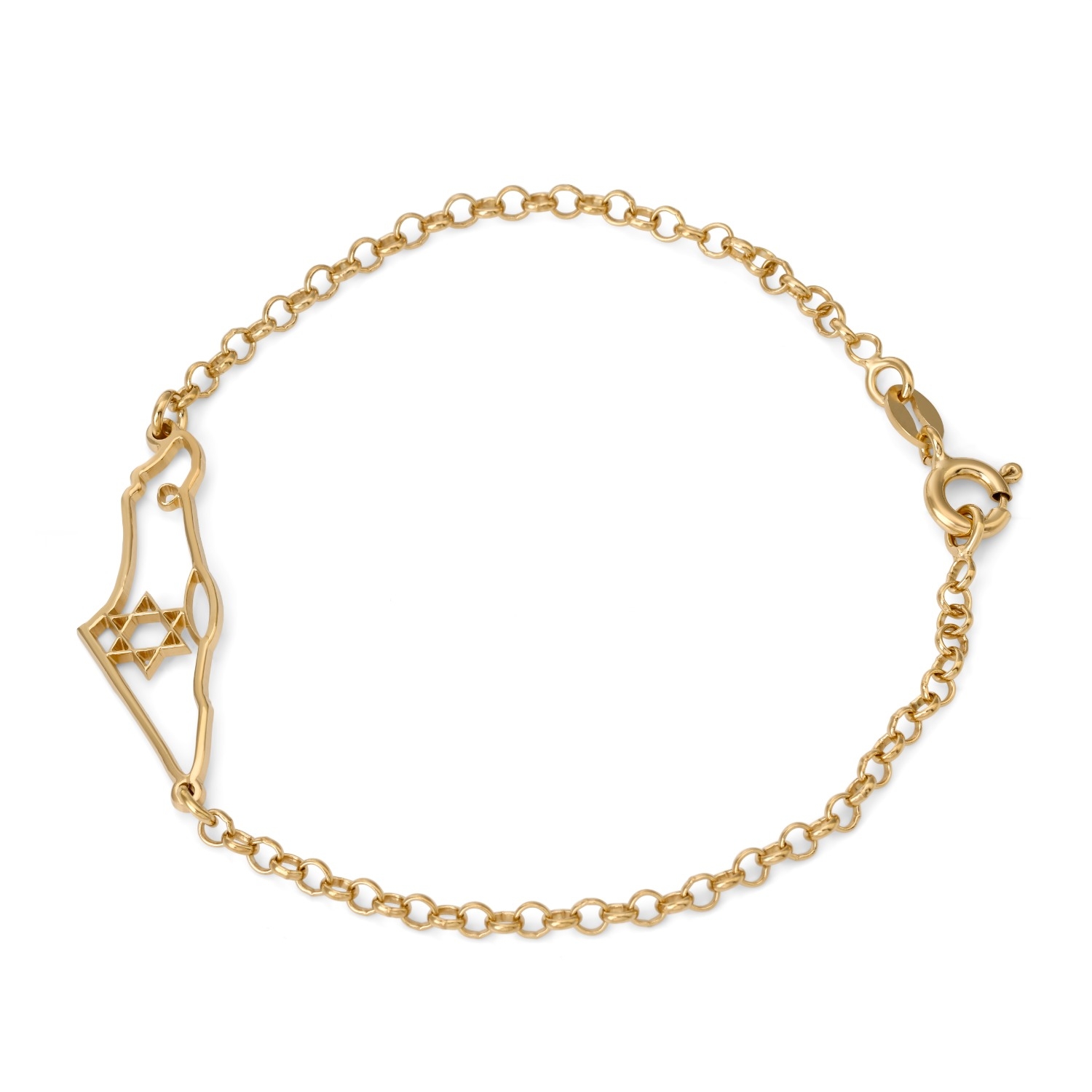 Map of Israel and Star of David Women's Bracelet - Sterling Silver or Gold Plated main product photo