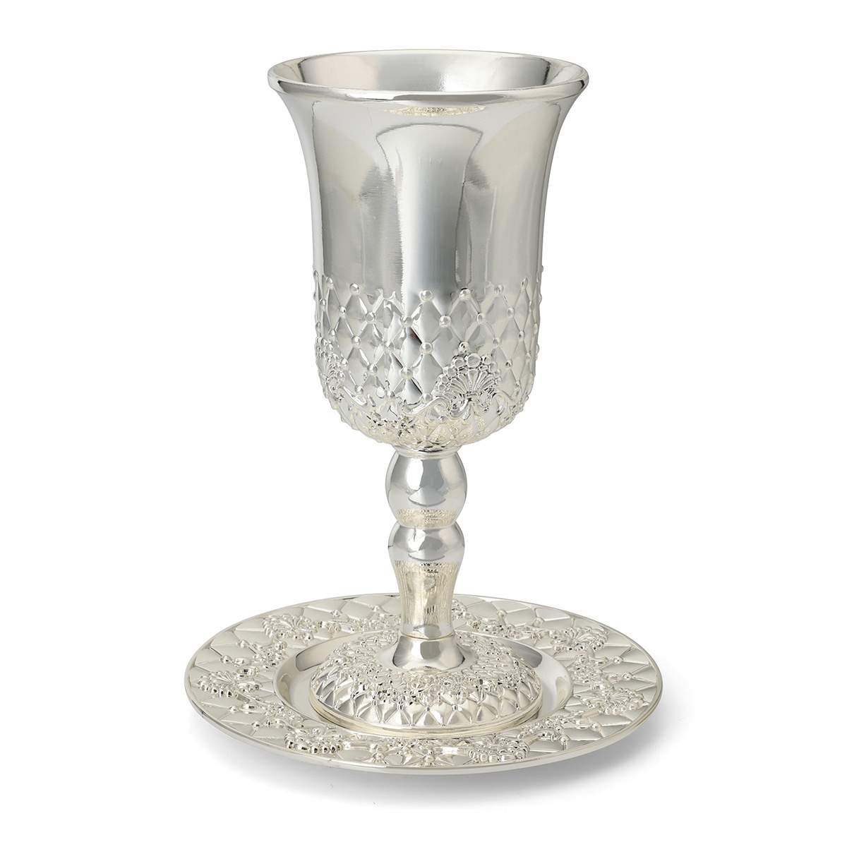 Diamond-Quilt Motif Kiddush Cup Set main product photo