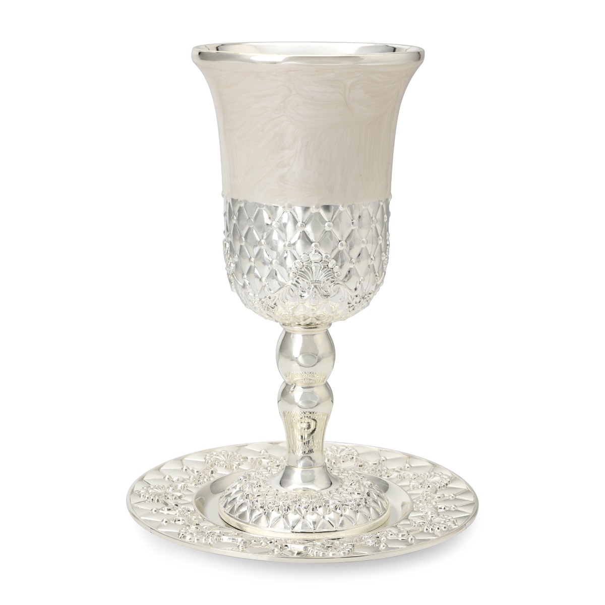 Royal Cream Enamel Kiddush Cup Set main product photo