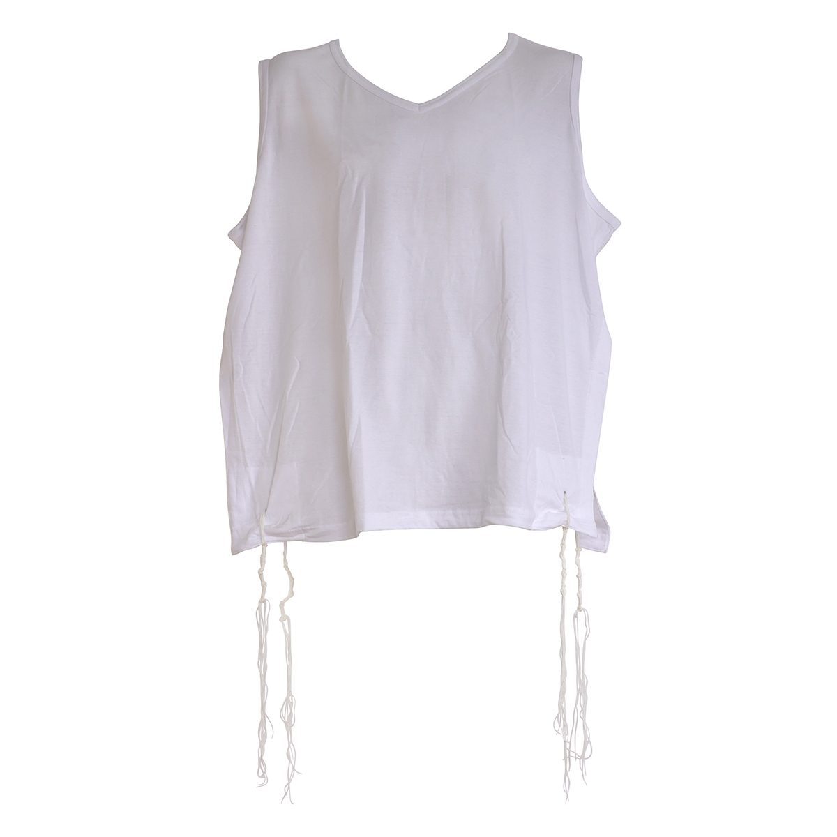Men's White Cotton Undershirt Tzitzit Jerusalem - Mehadrin main product photo