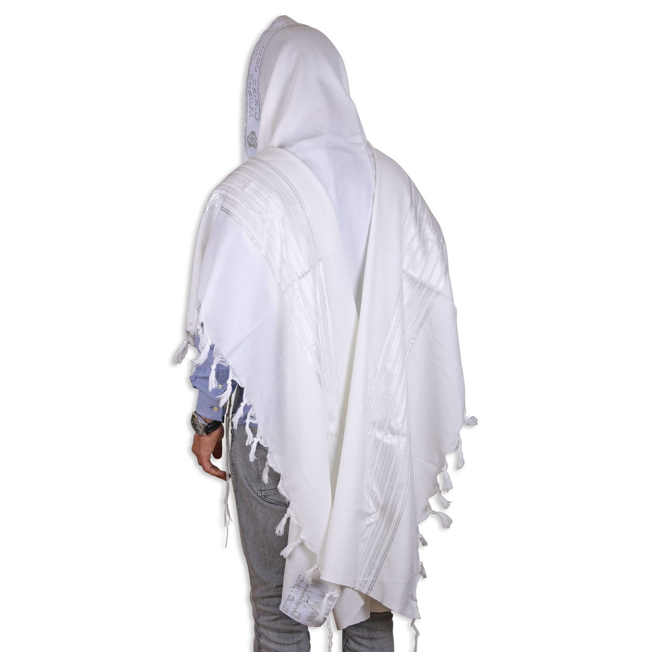 Talitnia Hermonit Non-Slip Tallit - White and Silver main product photo