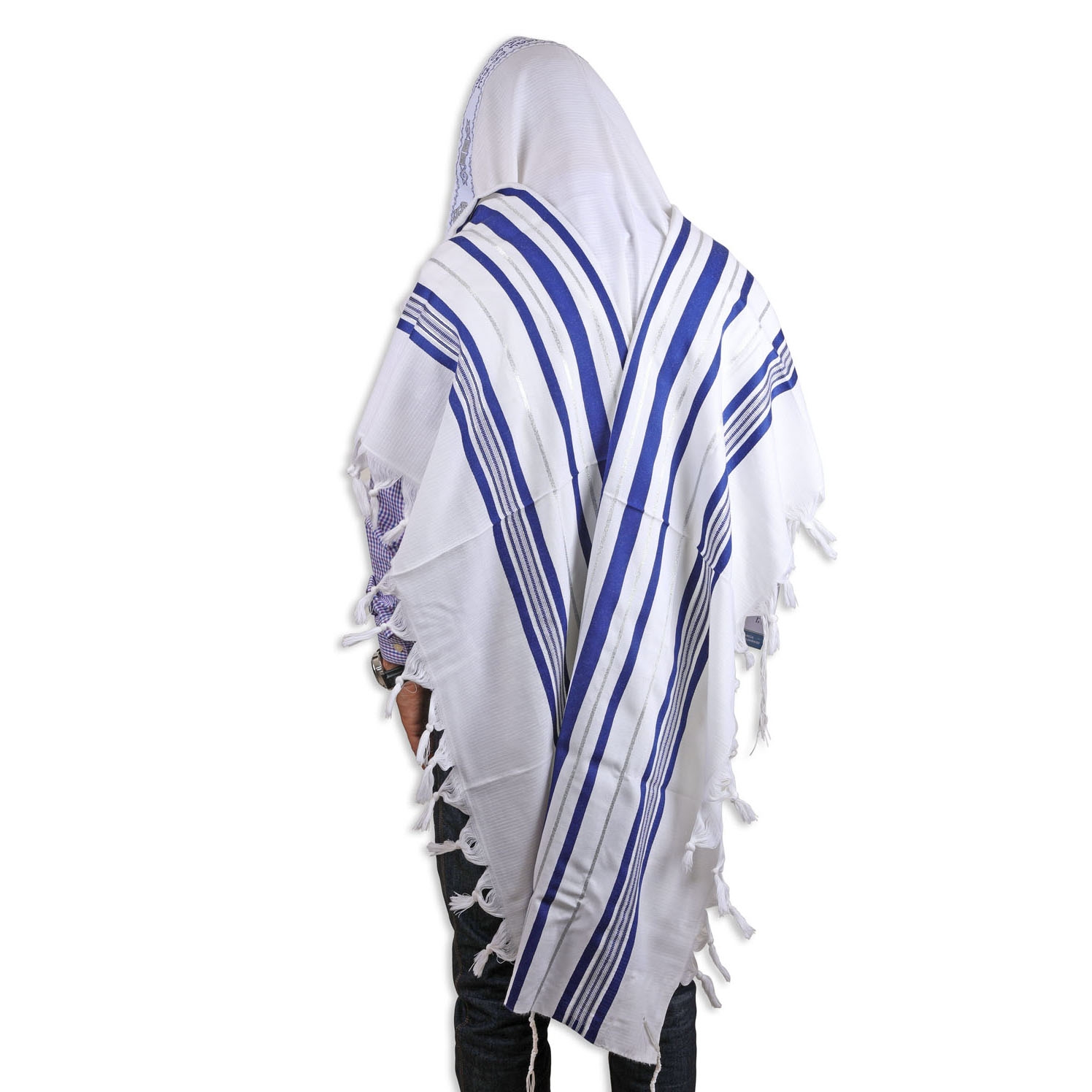 Talitnia "Gilboa" Traditional Tallit (Prayer Shawl) - Blue and Silver Stripes main product photo