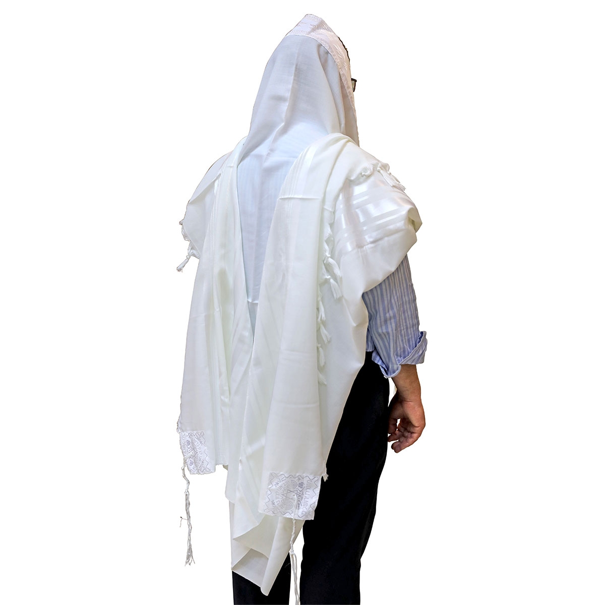 Talitnia Traditional White Pure Wool Tallit (Prayer Shawl) main product photo