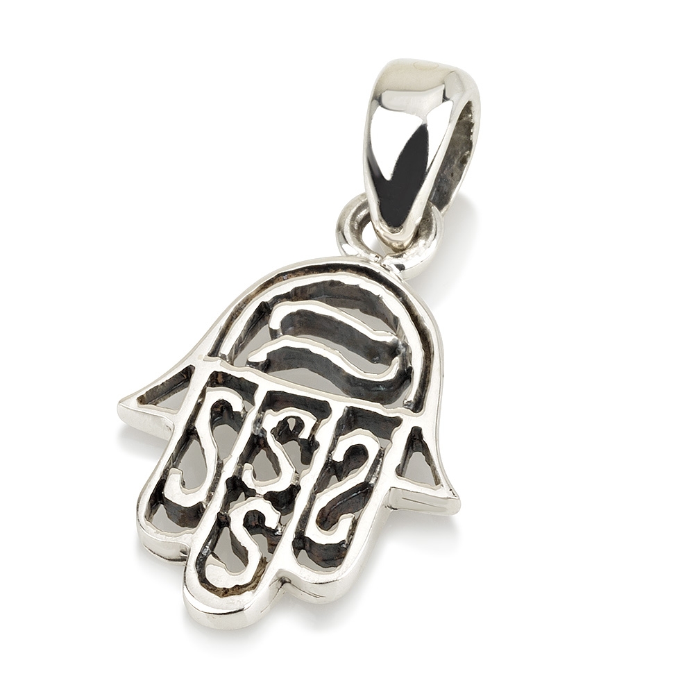 Chic Sterling Silver Hamsa Pendant Necklace With Ornate Design main product photo