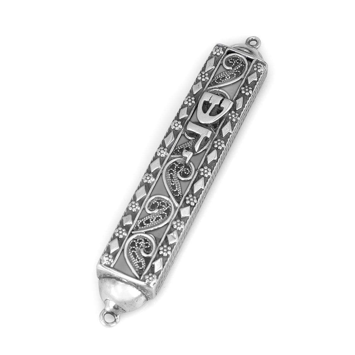 Traditional Yemenite Art Exquisite Handcrafted Sterling Silver Mezuzah Case main product photo