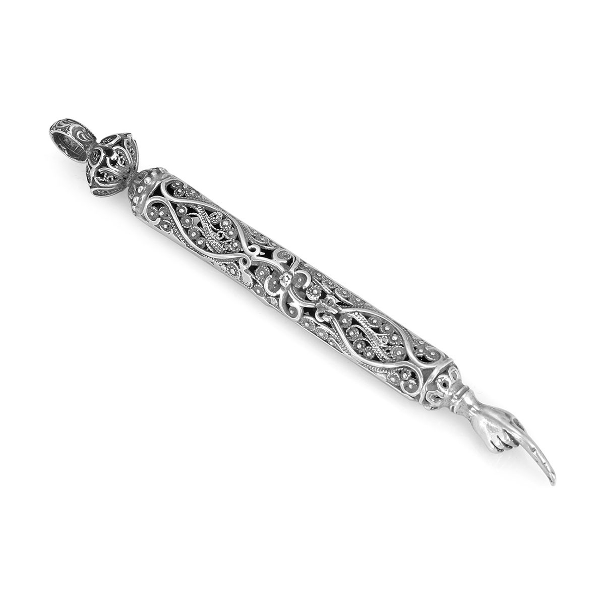 Traditional Yemenite Art Handcrafted Sterling Silver Torah Pointer With Filigree Design main product photo