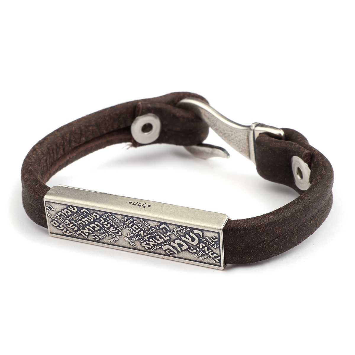 Silver and Leather Bracelet - Traveler's Prayer main product photo